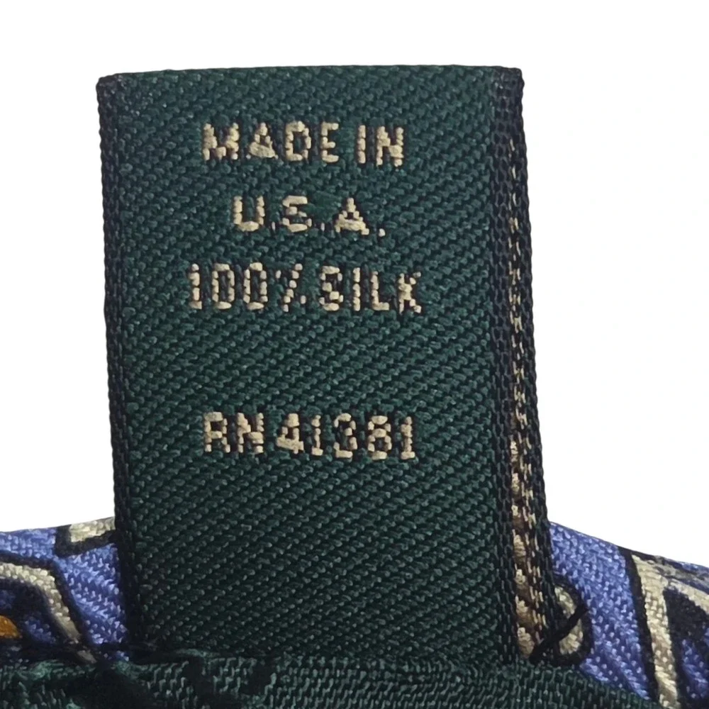 Vintage Lauren Ralph Lauren Blue Diamond Print‎ Geometric Neck Tie Mens Vtg USA